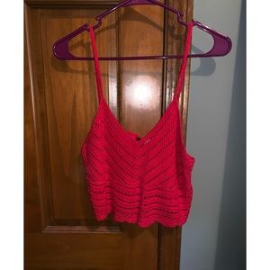 red knit crop top